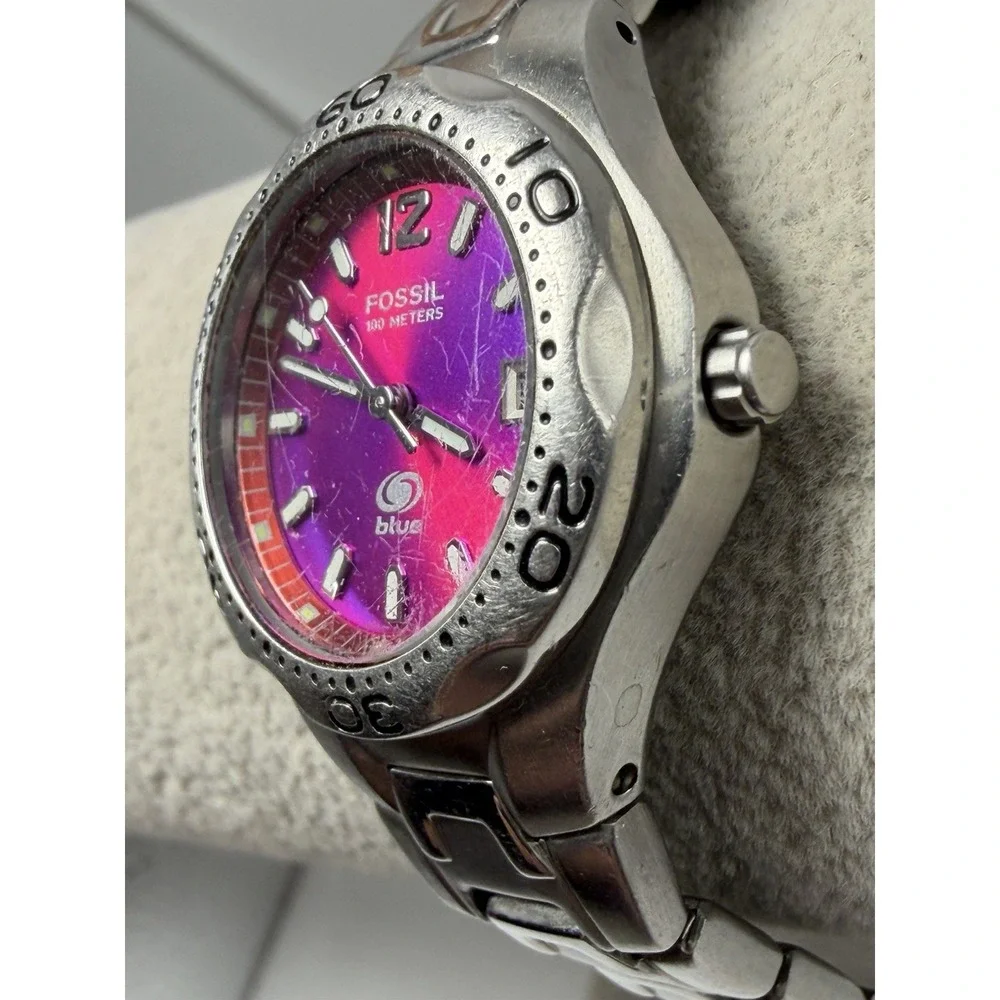 Fossil Blue AM-3529 New Battery Ladies Watch 28MM 6.5